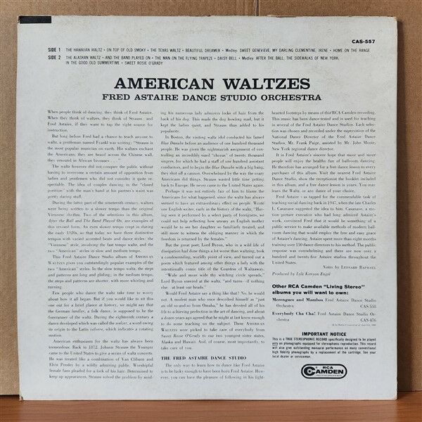 AMERICAN WALTZES / FRED ASTAIRE DANCE STUDIO ORCHESTRA - LP 2.EL PLAK