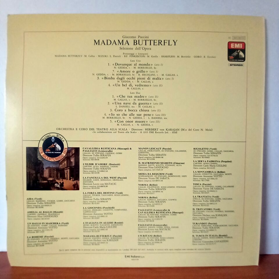 GIACOMO PUCCINI: MADAMA BUTTERFLY / MARIA CALLAS, NICOLAI GEDDA, MARIO BORRIELLO - ORCHESTRA E CORO DEL TEATRO ALLA SCALA, HERBERT VON KARAJAN (1978) - LP 2.EL PLAK