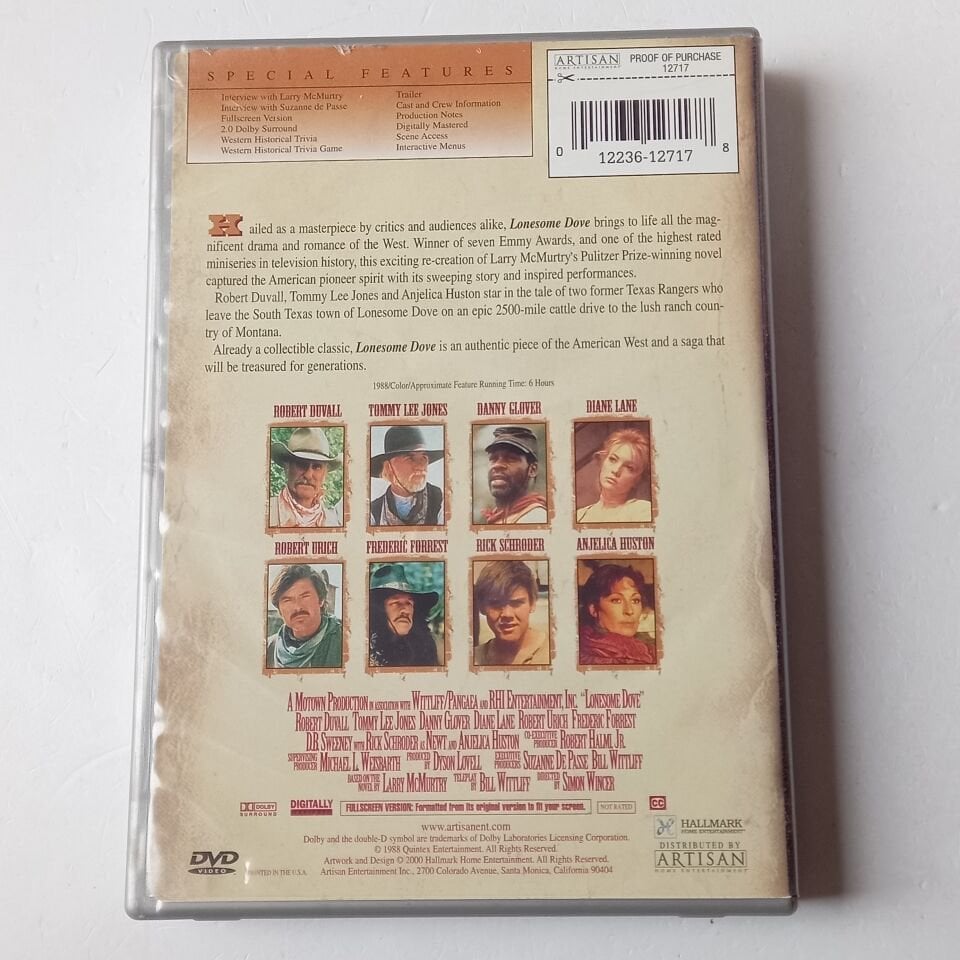 LONESOME DOVE - ROBERT DUVALL, TOMMY LEE JONES, ANJELICA HUSTON - 2DVD 2.EL