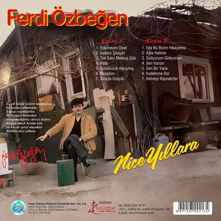FERDİ ÖZBEĞEN - NİCE YILLARA (1980) - LP ALMANYA BASKI KAPAK 2023 BASIM SIFIR PLAK