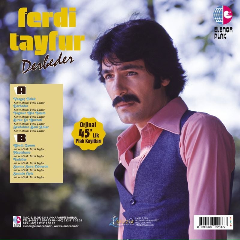FERDİ TAYFUR - DERBEDER / 45LİK PLAK KAYITLARI (2002) - LP 2026 BASIM SINIRLI SAYIDA MAVİ RENKLİ SIFIR PLAK