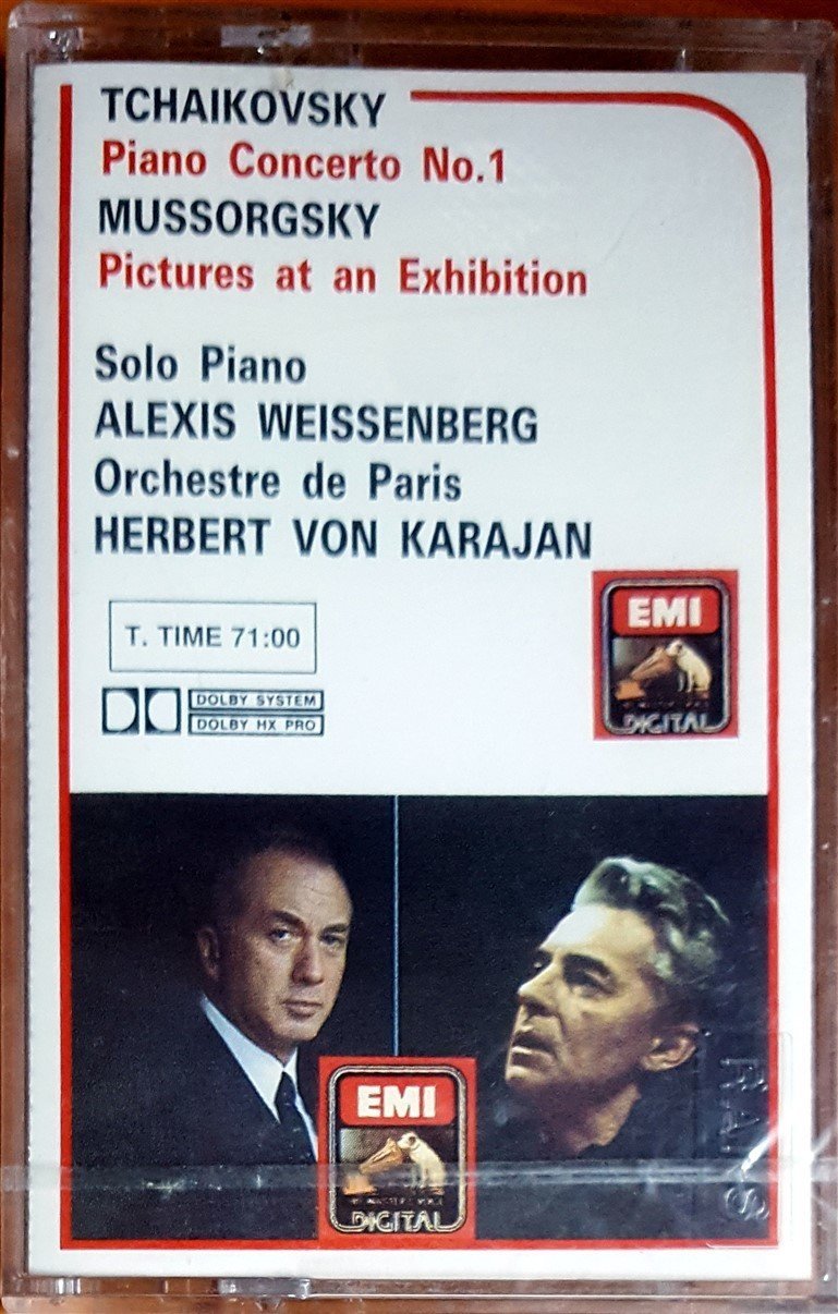 TCHAIKOVSKY: PIANO CONCERTO NO.1 / MUSSORGSKY: PICTURES AT AN EXHIBITION / ALEXIS WEISSENBERG, HERBERT VON KARAJAN (1989) KENT KASET SIFIR