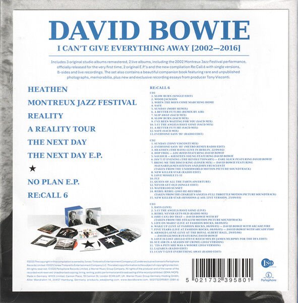 DAVID BOWIE – I CAN'T GIVE EVERYTHING AWAY [2002–2016] (2025) - 13CD BOX SET AMBALAJINDA SIFIR