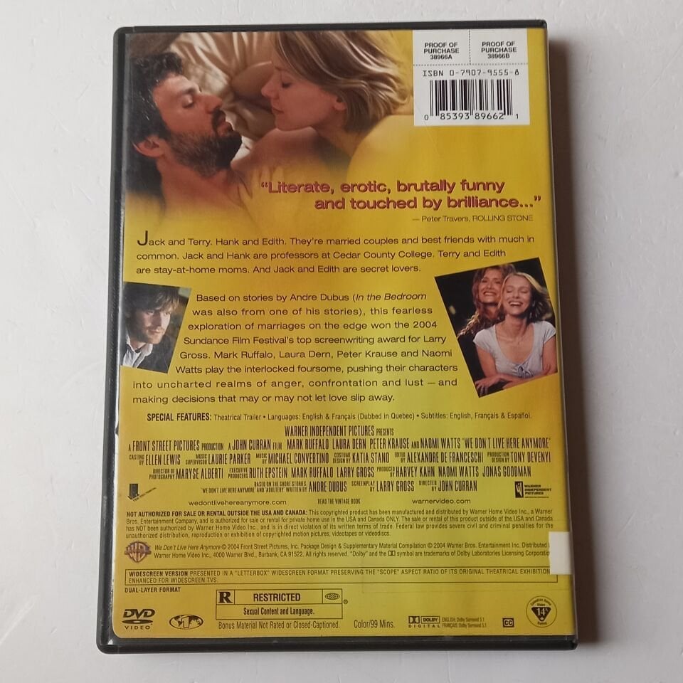 WE DONT LIVE HERE ANYMORE - MARK RUFFALO, LAURA DERN, PETER KRAUSE, NAOMI WATTS - DVD 2.EL