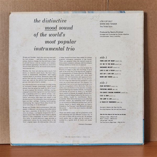 THE THREE SUNS – WARM AND TENDER (1962) - LP 2.EL PLAK