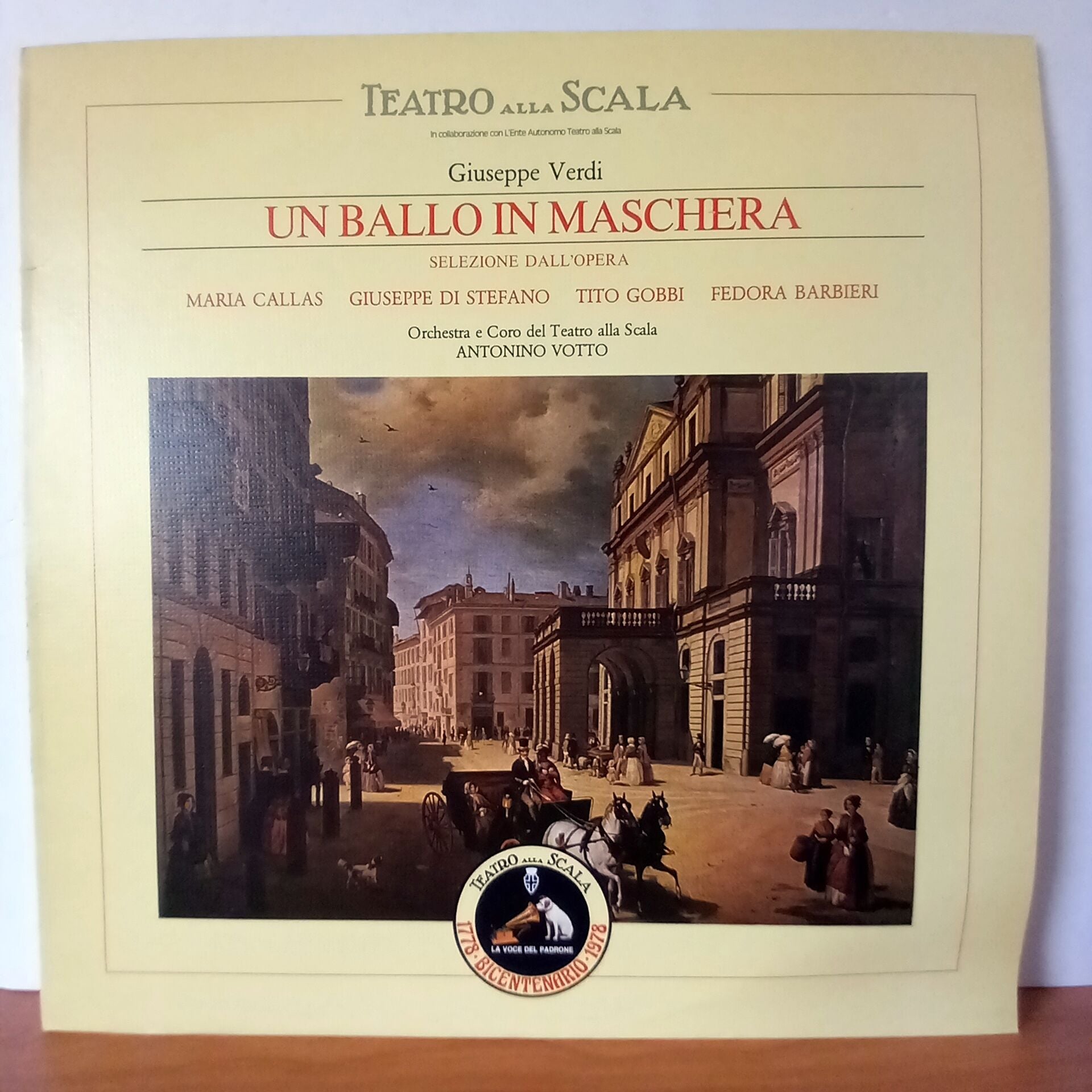 GIUSEPPE VERDI: UN BALLO IN MASCHERA / SELEZIONE DALL\' OPERA / MARIA CALLAS, GIUSEPPE DI STEFANO, TITO GOBBI, FEDORA BARBIERI, ORCHESTRA E CORO DEL TEATRO ALLA SCALA (1978) - LP 2.EL PLAK