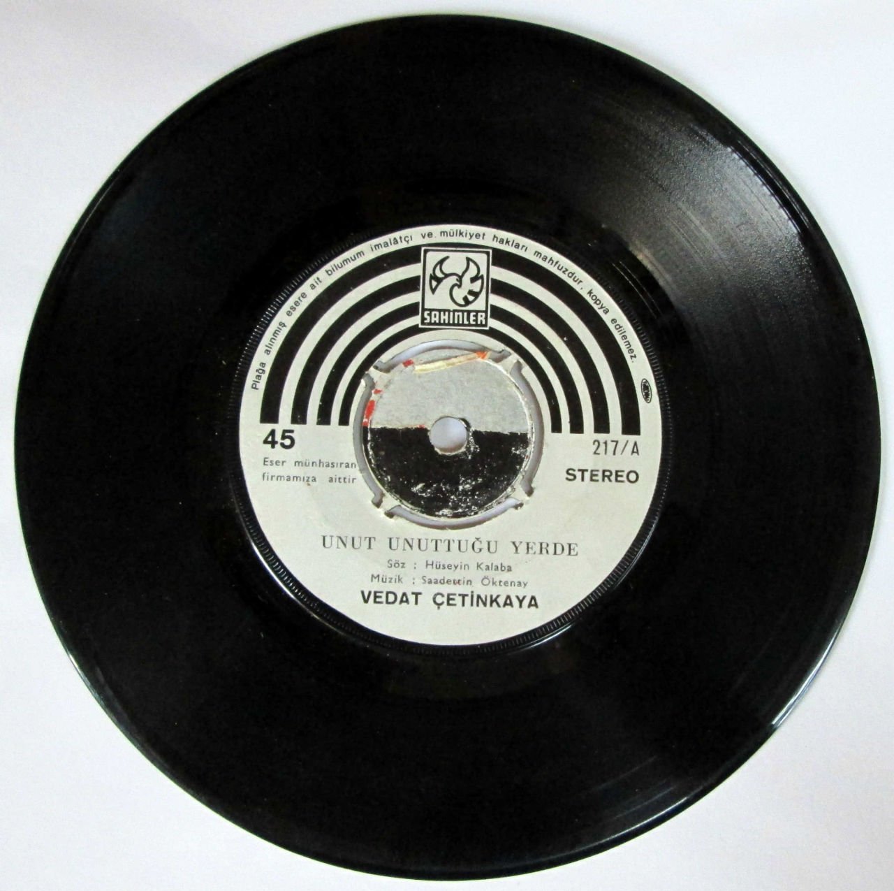 VEDAT ÇETİNKAYA - UNUT UNTTUĞUN YERDE - 45LİK