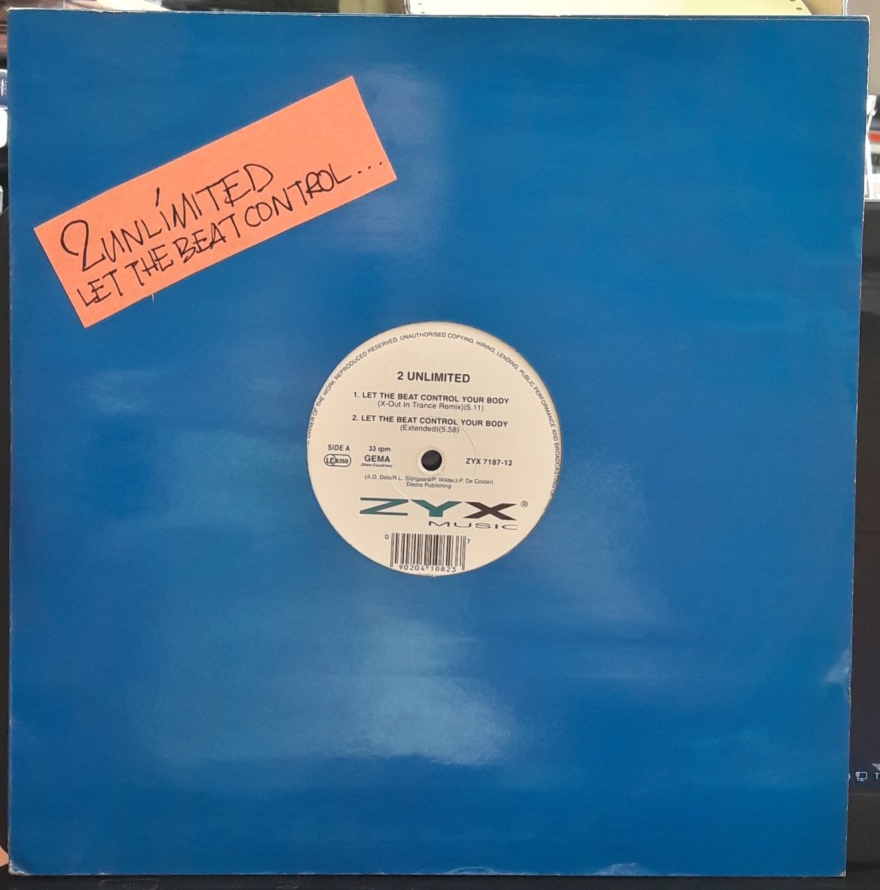 2 UNLIMITED - LET THE BEAT CONTROL YOUR BODY (1994) - 12'' MAXI SINGLE PLAK 2.EL