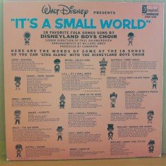 WALT DISNEY PRESENTS IT'S A SMALL WORLD 18 FAVORITE FOLK SONGS - LP PLAK 2.EL