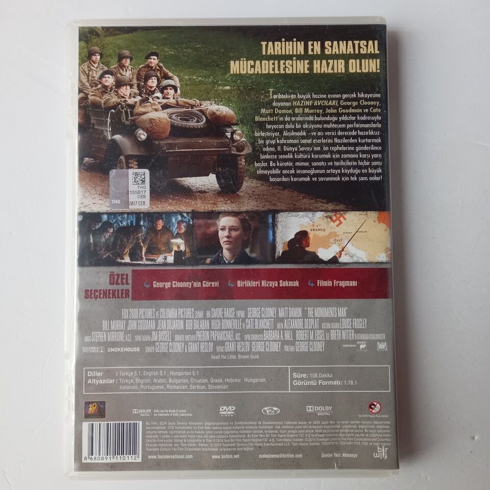HAZİNE AVCILARI - THE MONUMENTS MEN - GEORGE CLOONEY - MAT DAMON - BILL URRAY - DVD 2.EL