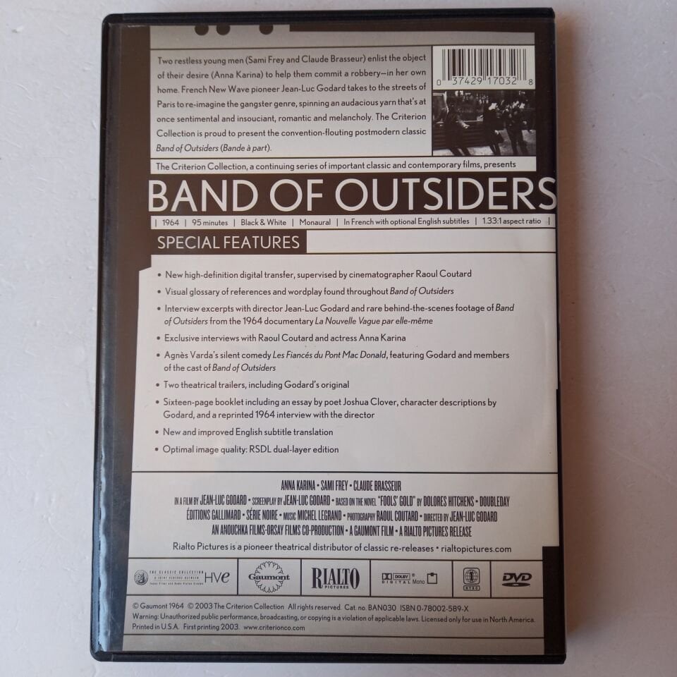 BAND OF OUTSIDERS - JEAN LUC GODARD, ANNA KARINA - DVD 2.EL