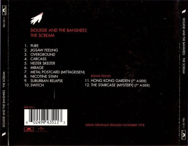 SIOUXSIE AND THE BANSHEES – THE SCREAM (1978) - CD REMASTERED REISSUE JEWEL CASE AMBALAJINDA SIFIR