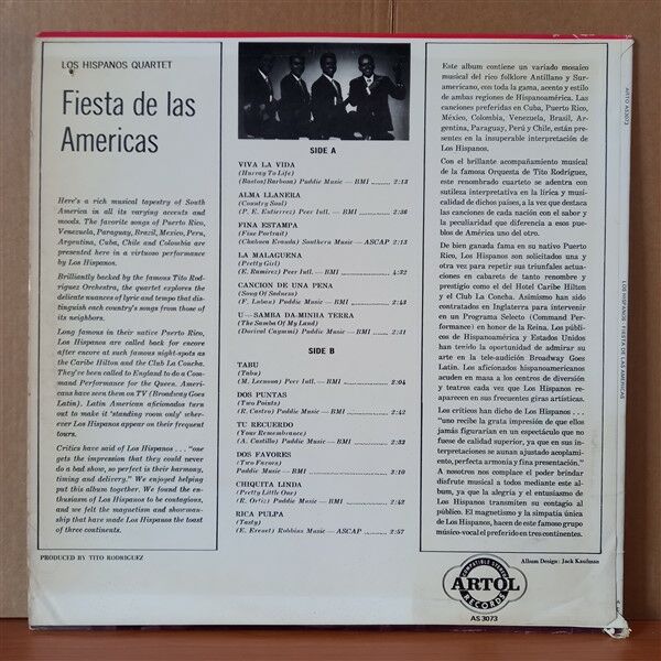 THE LOS HISPANOS QUARTET - FIESTA DE LAS AMERICAS - LP 2.EL PLAK