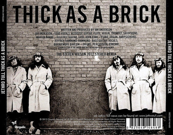 JETHRO TULL – THICK AS A BRICK (1972) - THE 2012 STEVEN WILSON STEREO REMIX - CD 2015 AMBALAJINDA SIFIR
