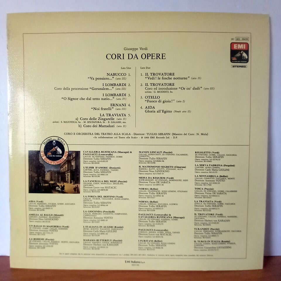 GIUSEPPE VERDI:  CORI DA OPERE / ORCHESTRA DEL TEATRO ALLA SCALA, CORO DEL TEATRO ALLA SCALA / TULLIO SERAFIN (1978) - LP 2.EL PLAK