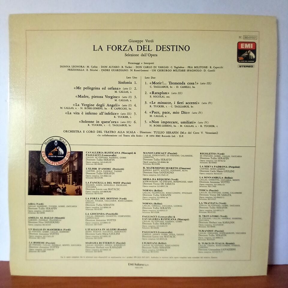 GIUSEPPE VERDI – LA FORZA DEL DESTINO / MARIA CALLAS, RICHARD TUCKER, CARLO TAGLIABUE, ELENA NICOLAI (1978) - LP 2.EL PLAK