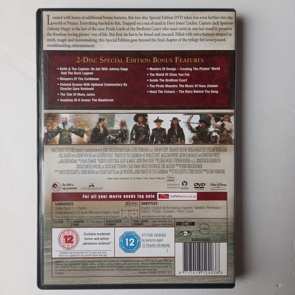 PIRATES OF THE CARIBBEAN AT WORLD'S END - JOHNNY DEPP - ORLANDO BLOOM - KEIRA KNIGHTLY - 2DVD 2.EL