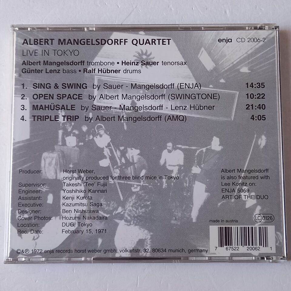 ALBERT MANGELSDORFF QUARTET – DIGGIN' / LIVE AT DUG, TOKYO (1971) - CD 1972 REISSUE 2.EL