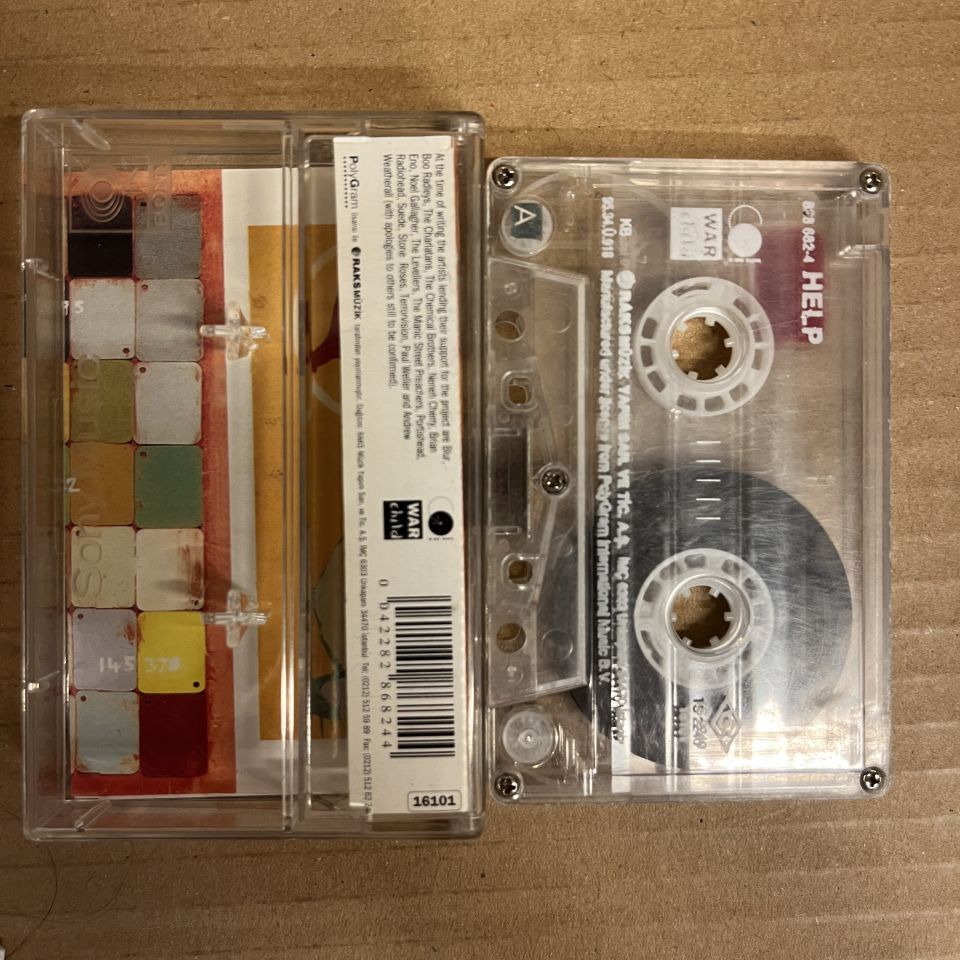 VARIOUS ARTISTS - HELP - BLUR, CHEMICAL BROTHERS, BRIAN ENO, PORTISHEAD, RADIOHEAD , SUEDE, STONE ROSES, NOEL GALLAGHER,.. (1995) - KASET 2.EL