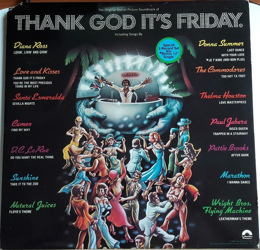 THANK GOD IT'S FRIDAY (1978) - SOUNDTRACK - DIANA ROSS, DONNA SUMMER, COMMODORES - 2.EL 2PLAK+12'' SINGLE