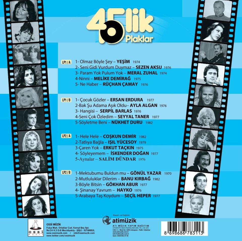 45LİK PLAKLAR - SEZEN AKSU, ERKUT TAÇKIN, NÜKHET DURU, GÖKHAN ABUR, YEŞİM, SALİM DÜNDAR, AYLA ALGAN, MERAL ZUHAL,..- 2xLP 70'LER TÜRKÇE POP SIFIR PLAK