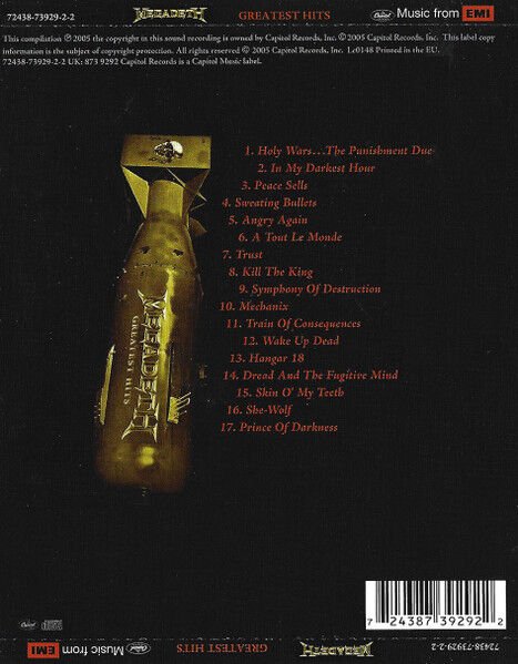 MEGADETH – GREATEST HITS: BACK TO THE START (2005) - CD REISSUE JEWEL CASE AMBALAJINDA SIFIR