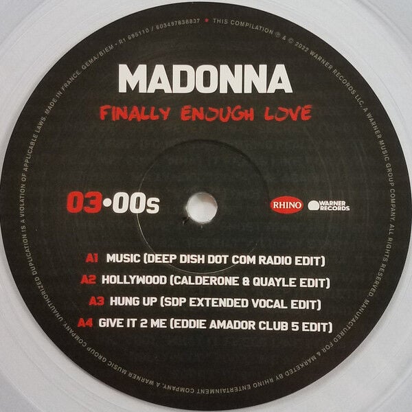 MADONNA - FINALLY ENOUGHT LOVE - 2022 EDITIONS 2XLP CLEAR COLOURED SIFIR PLAK