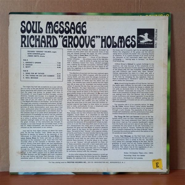 RICHARD ''GROOVE'' HOLMES – SOUL MESSAGE (1965) - LP 2.EL PLAK