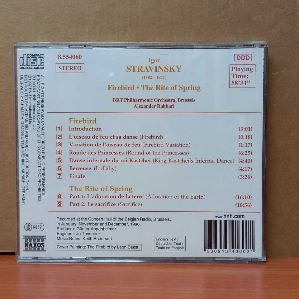 STRAVINSKY - THE RITE OF SPRING / FIREBIRD / BRT PHILHARMONIC ORCHESTRA, BRUSSELS / ALEXANDER RAHBARI (1997) - CD 2.EL