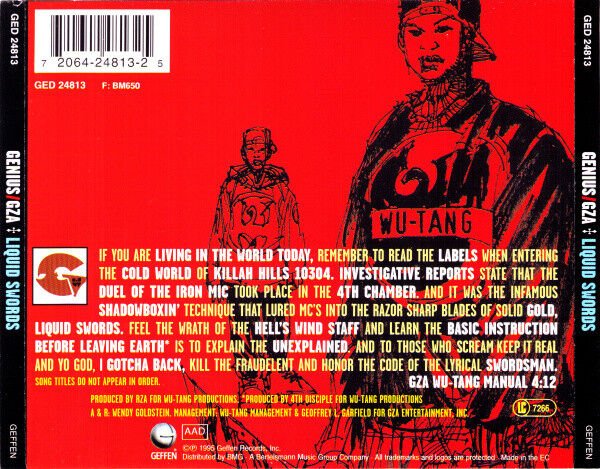 GENIUS / GZA – LIQUID SWORDS (1995) - CD REISSUE JEWEL CASE AMBALAJINDA SIFIR