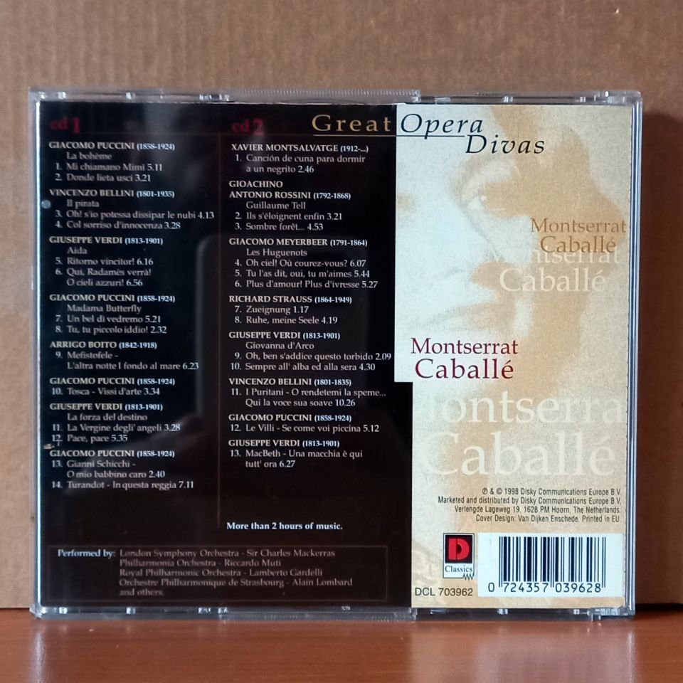 MONTSERRAT CABALLE / PUCCINI, VERDI, BELLINI, ROSSINI, STRAUSS / GREAT OPERA DIVAS (1998) - 2CD 2.EL
