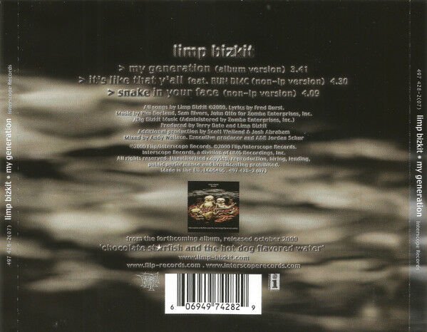 LIMP BIZKIT - MY GENERATION (2002) - CD SINGLE AMBALAJINDA SIFIR