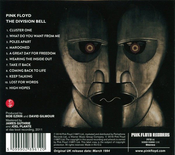 PINK FLOYD - THE DIVISION BELL (1994) - CD 2016 REMASTERED REISSUE ALBUM SIFIR DIGISLEEVE