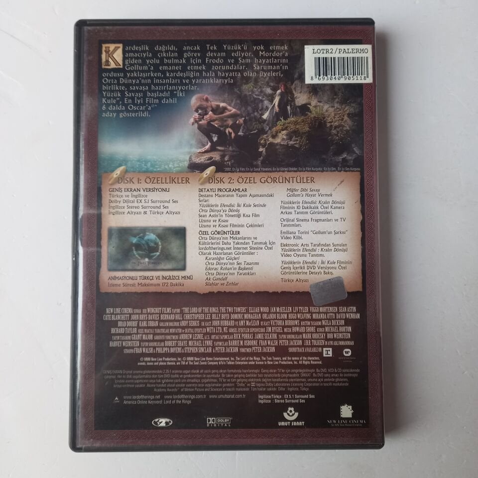 YÜZÜKLERİN EFENDİSİ İKİ KULE - LORD OF THE RINGS THE TWO TOWERS - 2DVD 2.EL