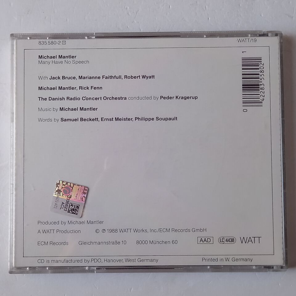 MICHAEL MANTLER – MANY HAVE NO SPEECH (1988) - CD 2.EL
