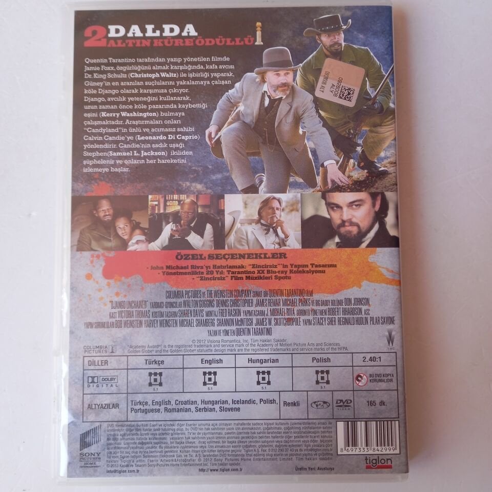 ZİNCİRSİZ / DJANGO UNCHAINED - QUENTIN TARANTINO, JAMIE FOXX, CHRISTOPH WALTZ, LEONARDO DICAPRIO - DVD 2.EL