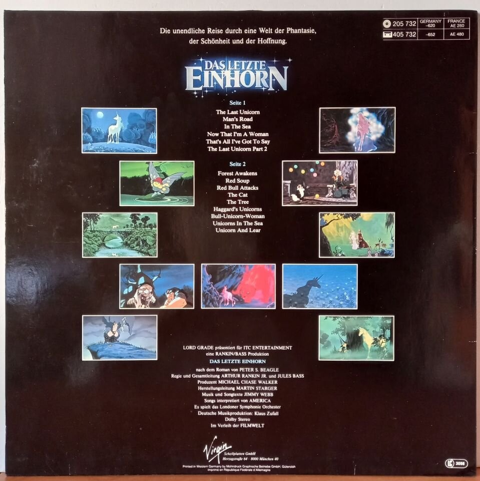 AMERICA – DAS LETZTE EINHORN / THE LAST UNICORN / ORIGINAL FILM SOUNDTRACK (1982) - LP 2.EL PLAK