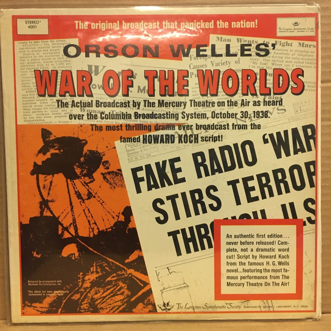 WAR OF THE WORLDS - ORSON WELLES / ORIGINAL BROADCAST (1968) - LP 2.EL PLAK