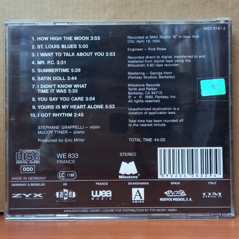 STÉPHANE GRAPPELLI / MCCOY TYNER – ONE ON ONE (1990) - CD 2.EL