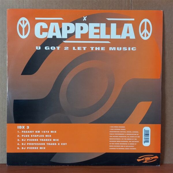 CAPPELLA – U GOT 2 LET THE MUSIC (1993) - 12'' 33RPM MAXI SINGLE 2.EL PLAK