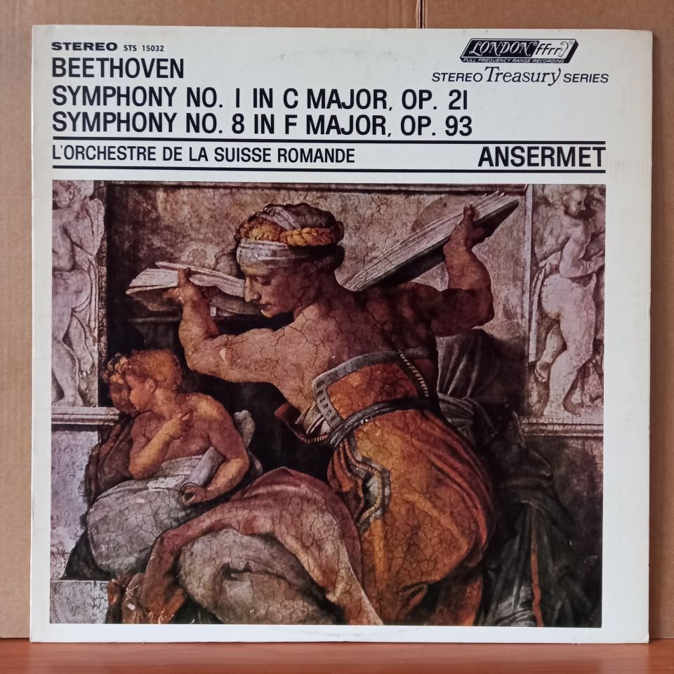 BEETHOVEN:  SYMPHONY NO. 1 IN C MAJOR, OP. 21, SYMPHONY NO. 8 IN F MAJOR, OP. 93 / L'ORCHESTRE DE LA SUISSE ROMANDE, ANSERMET - LP 2.EL PLAK