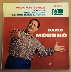 DARIO MORENO - VIEUX MAC DONALD / EXODUS / MON ANE GRIS / LE DOS DANS L'HERBE (1961) - 7'' 45 DEVİR 2.EL PLAK