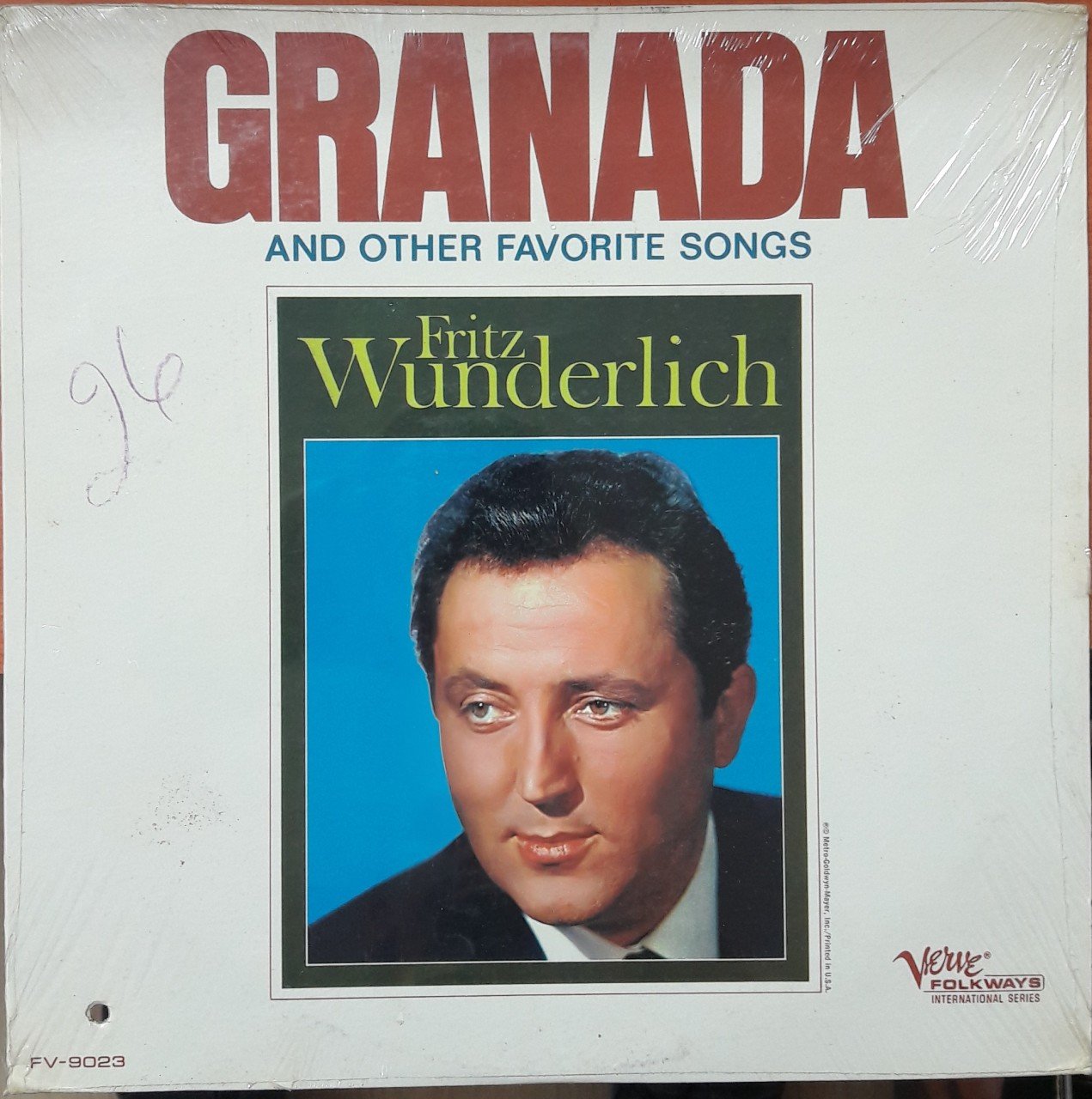 FRITZ WUNDERLICH - GRANADA - DÖNEM BASKISI PLAK SIFIR