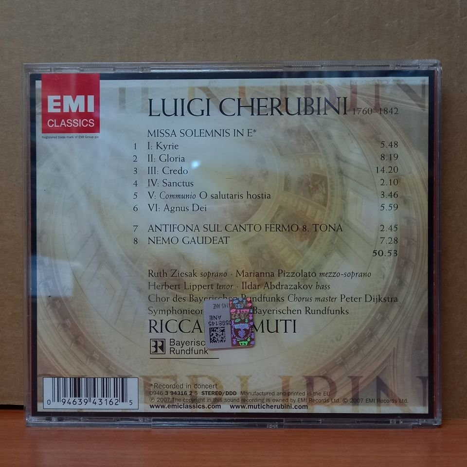 LUIGI CHERUBINI - MISSA SOLEMNIS IN E / RICCARDO MUTI / RUTH ZIESAK, MARIANNA PIZZOLATO, HERBERT LIPPERT, ILDAR ABDRAZAKOV / CHOR UND SYMPHONIEORCHESTER DES BAYERISCHEN RUNDFUNKS (1986) - CD 2.EL