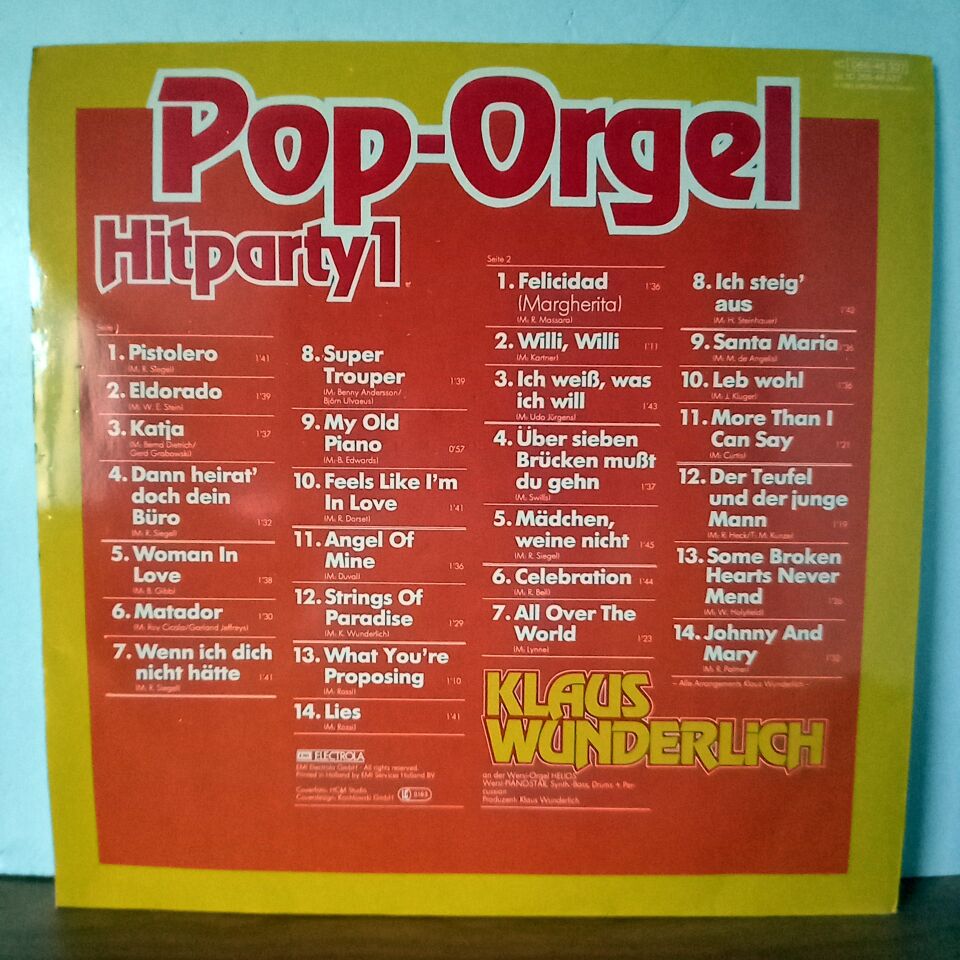 KLAUS WUNDERLICH – POP-ORGEL-HITPARTY 1 (1981) - LP 2.EL PLAK