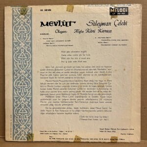 KANİ KARACA - MEVLÜT (1962) - LP 2.EL PLAK