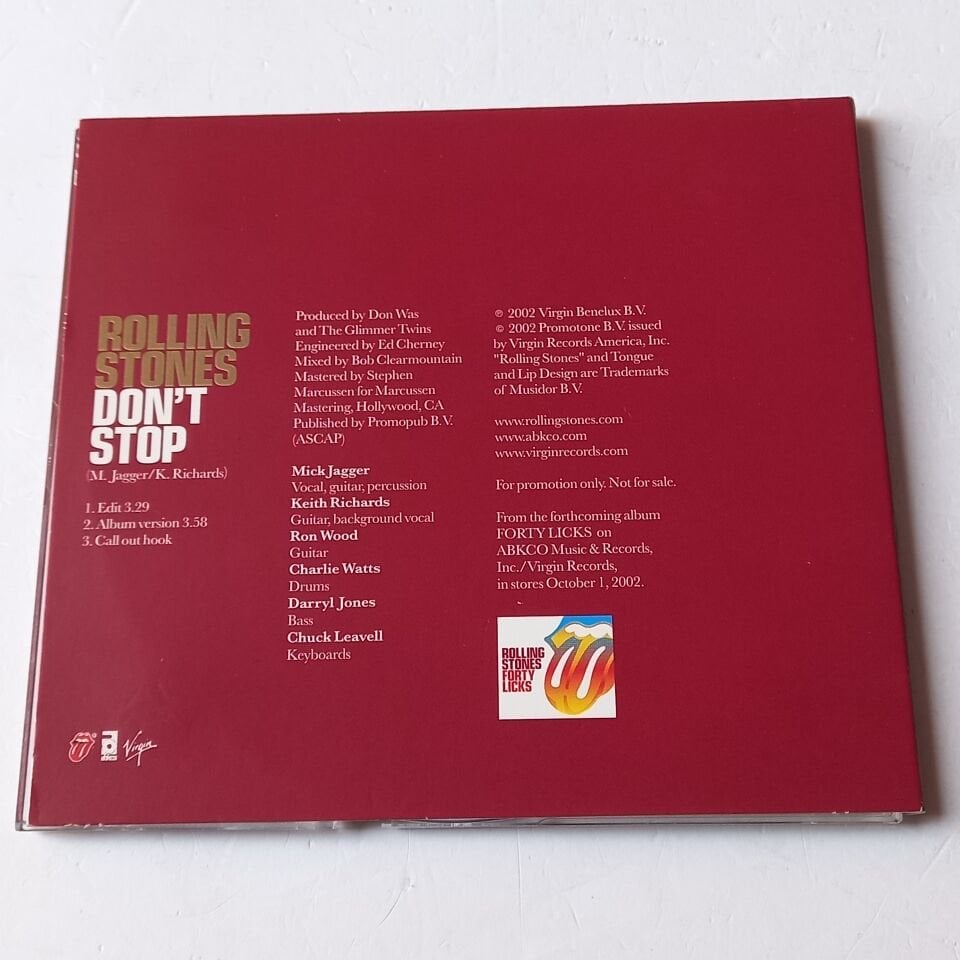 ROLLING STONES – DON\'T STOP (2002) - PROMO CDSINGLE DIGIPAK 2.EL