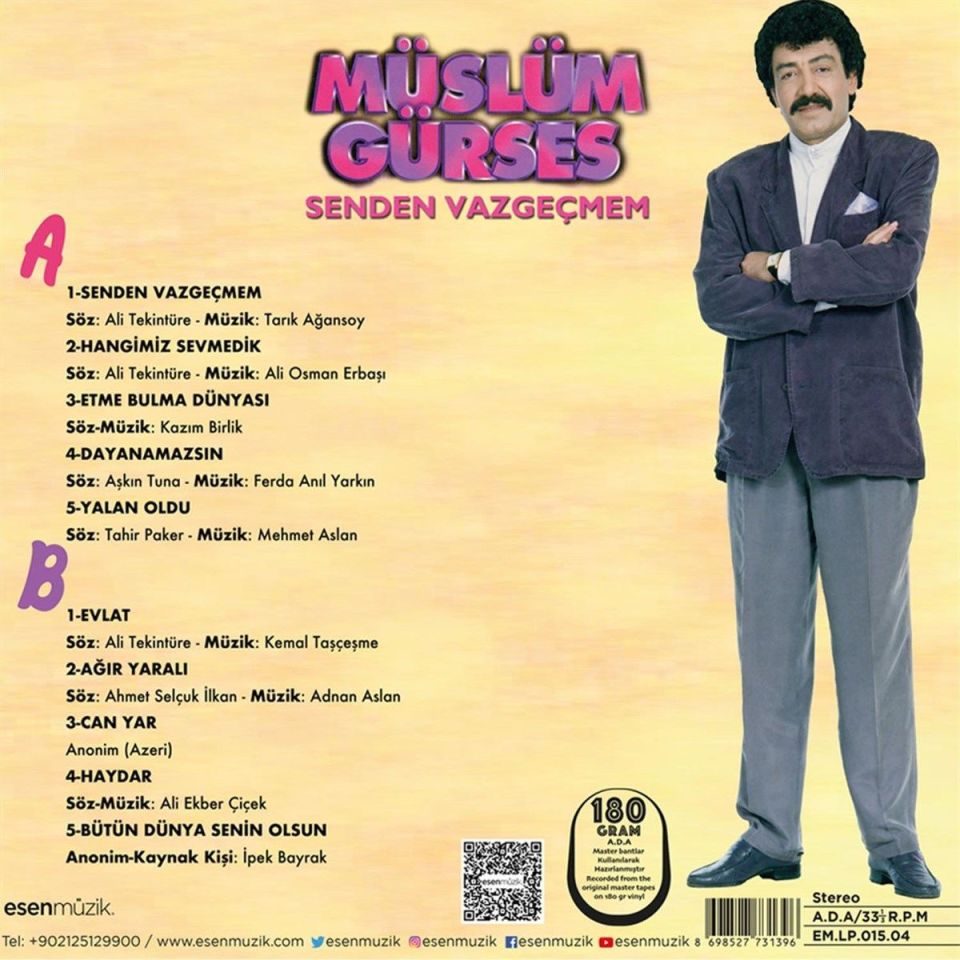MÜSLÜM GÜRSES - SENDEN VAZGEÇMEM (1994) - LP 180GR 2025 BASIM SIFIR PLAK