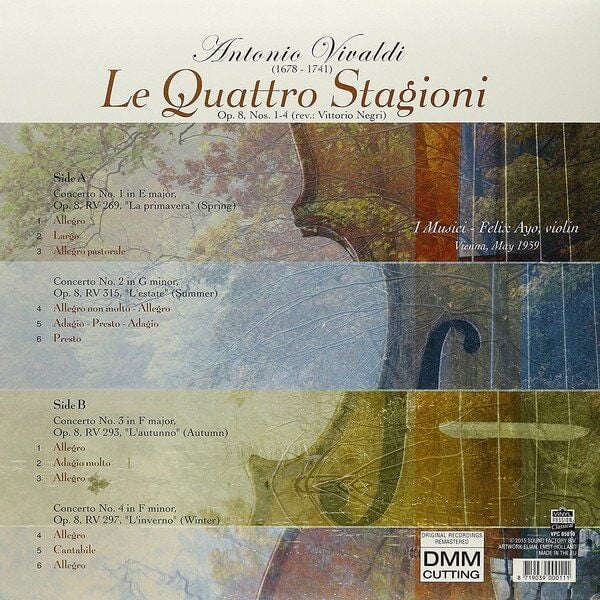VIVALDI - LE QUATTRO STAGIONI / THE FOUR SEASONS (2015) VIOLIN FELIX AYO - LP 180GR 2025 COLOURED EDITION SIFIR PLAK