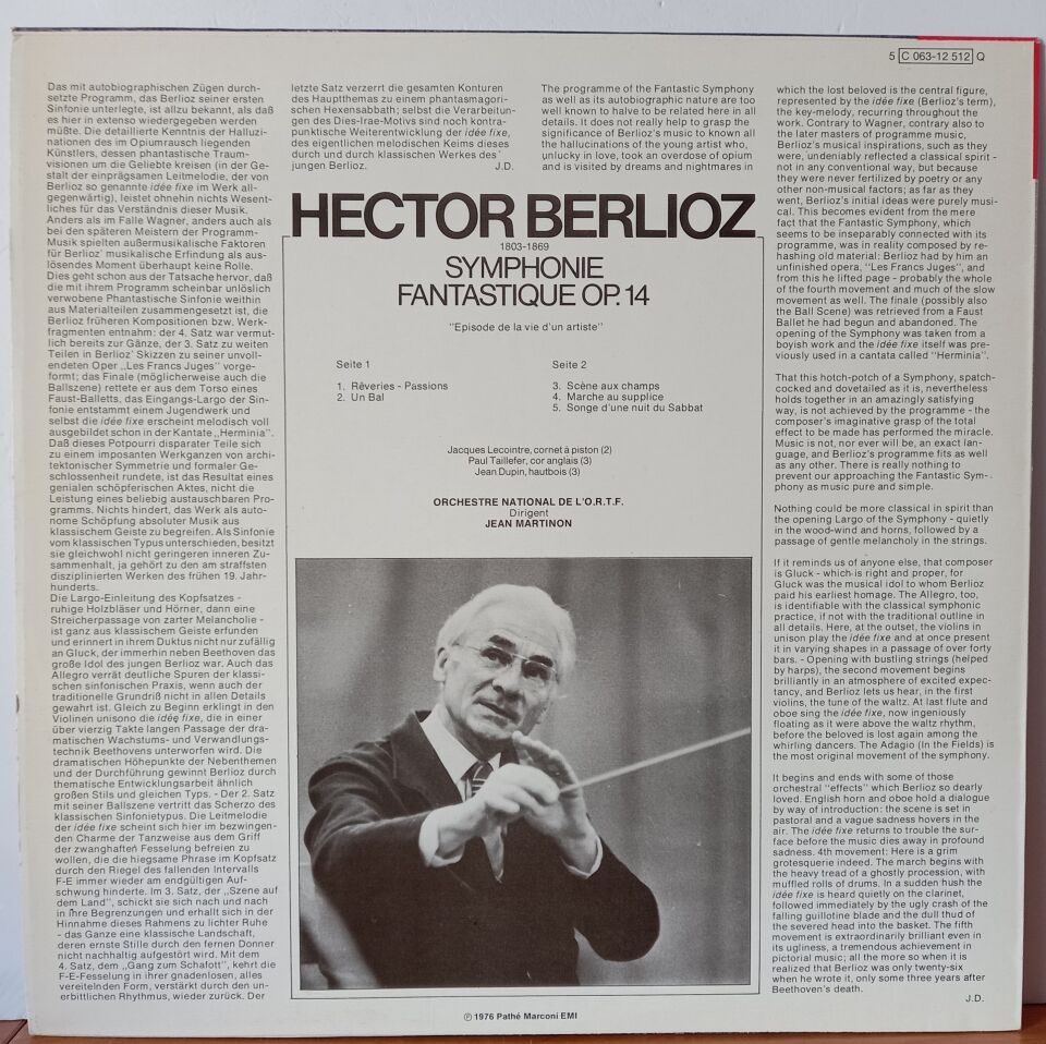 BERLIOZ / ORCHESTRE NATIONAL DE L'O.R.T.F / JEAN MARTINON – SYMPHONIE FANTASTIQUE (1976) - LP 2.EL PLAK